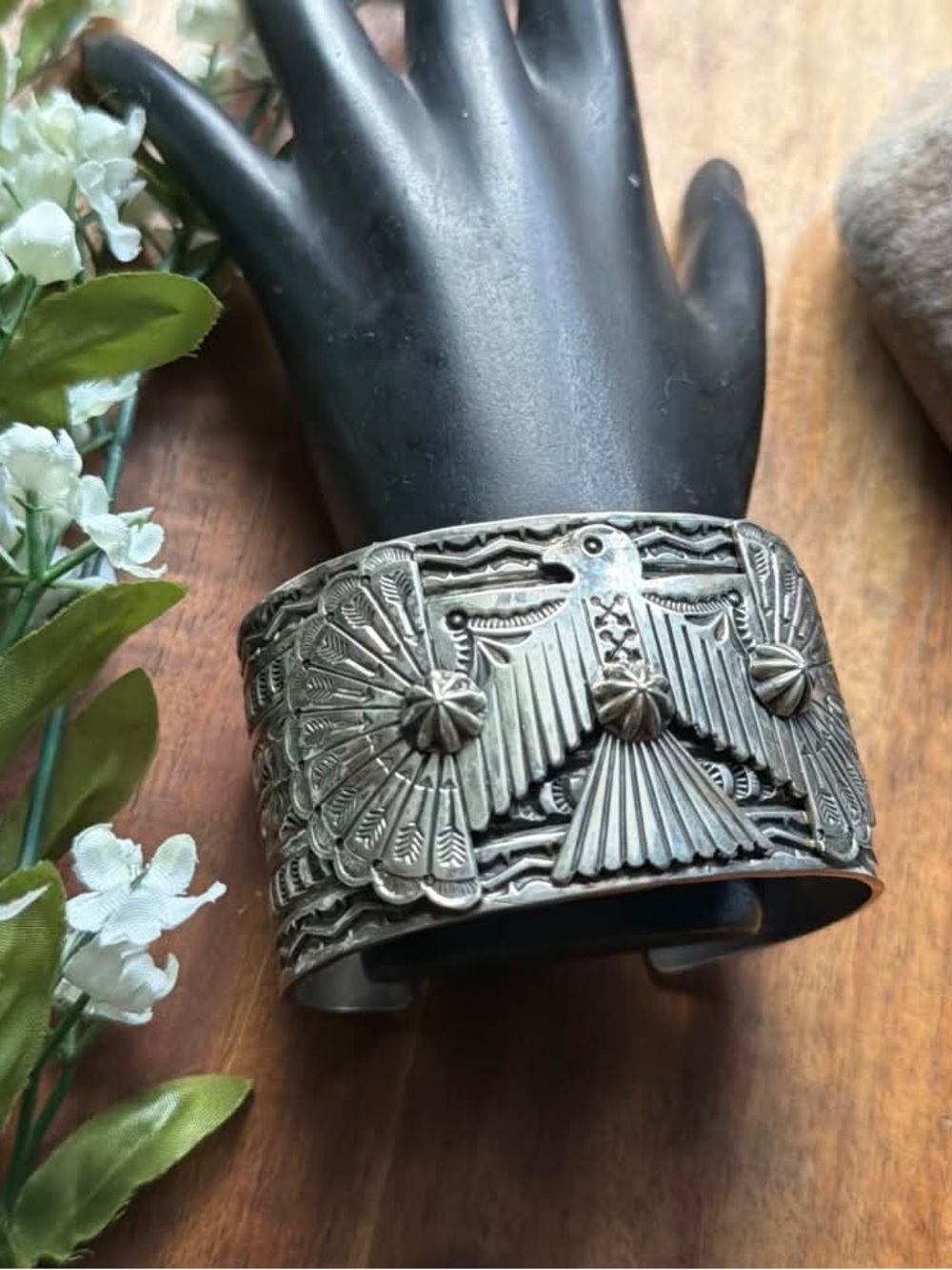 Sunshine Reeves Sterling Silver Thunderbird Cuff Bracelet Navajo Gift - Picture 2 of 12